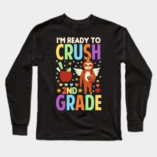 I'm Ready To Crush 2nd Grade Unicorn Sloth Back To School Long Sleeve T-Shirt